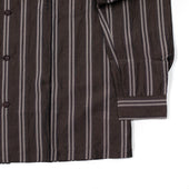 Open Collar Shirt In Stripe Cupro Linen And Cotton