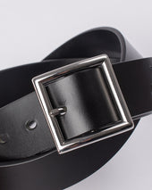 OGL Vintage Buckle Leather Belt - Black