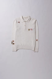 Ecru Handpainted Polo T Shirt