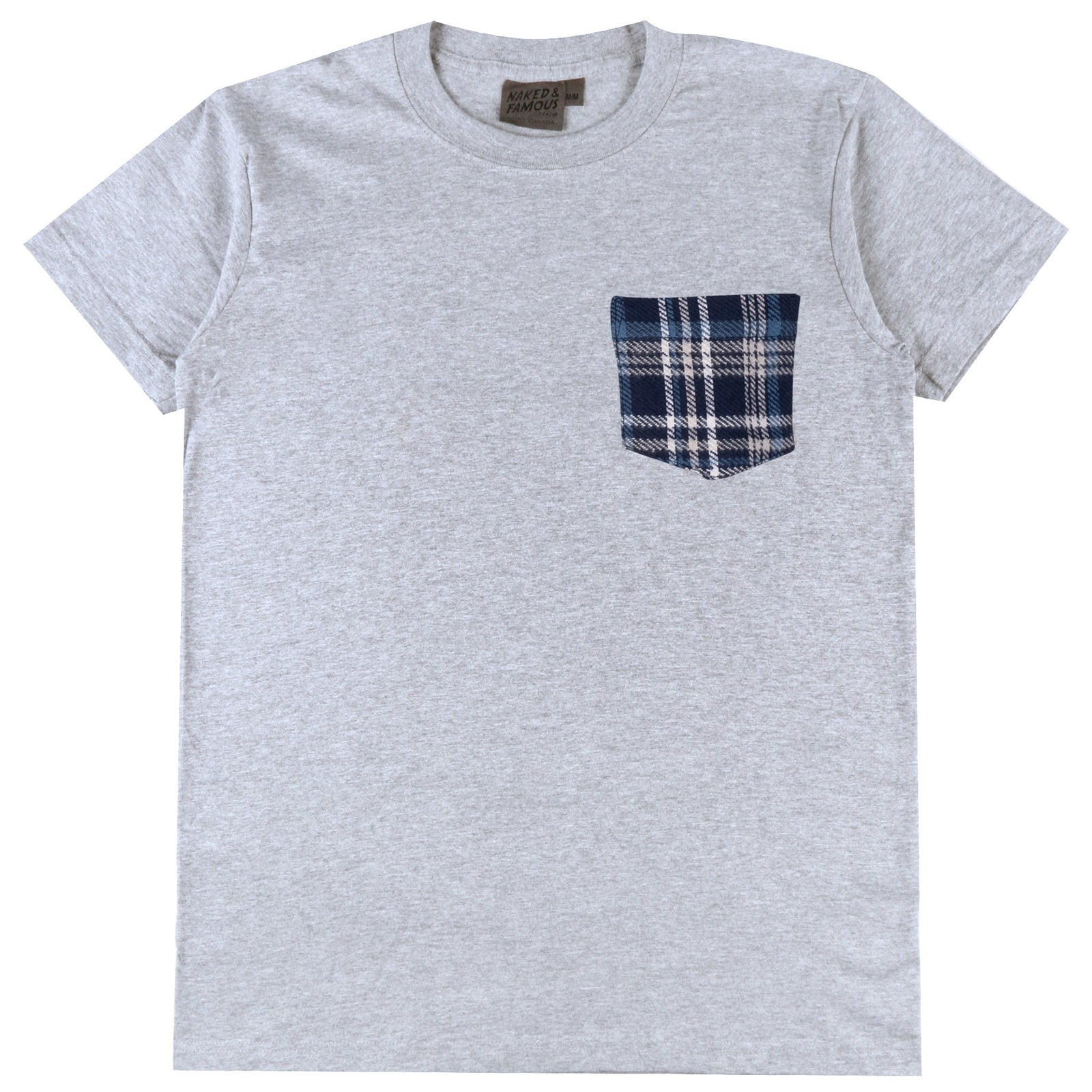 Pocket Tee Heather Grey Triple Yarn Twill Check Brush