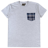 Pocket Tee - Heather Grey + Triple Yarn Twill Check Brush - Navy