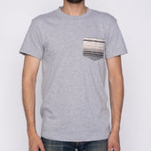 Pocket Tee - Heather Grey + Heavyweight Stripe Grey