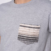 Pocket Tee - Heather Grey + Heavyweight Stripe Grey