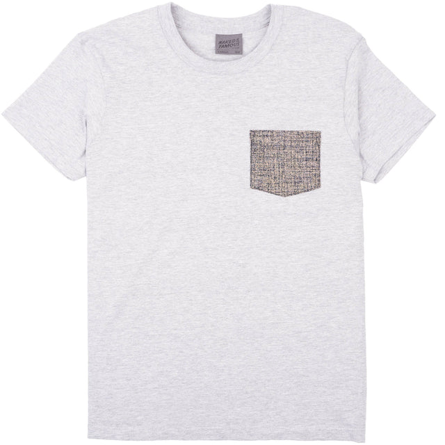 Pocket Tee - Heather Grey - Kimono Scramble - Indigo
