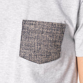 Pocket Tee - Heather Grey - Kimono Scramble - Indigo