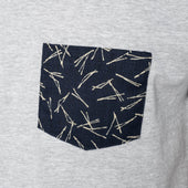 Pocket Tee - Heather Grey + Matsuba Pine Needles - Indigo
