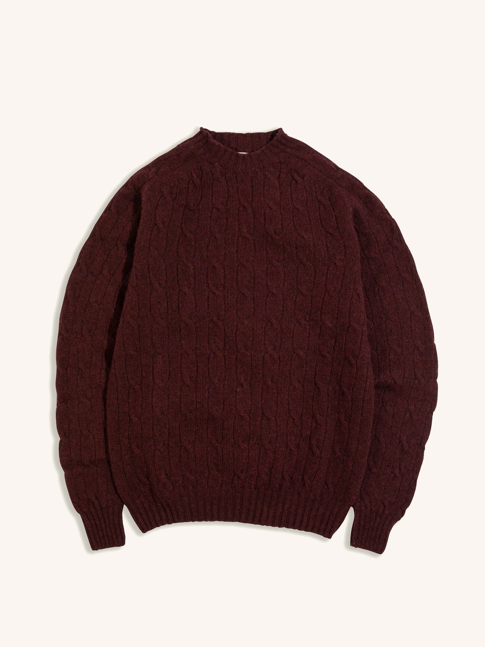 Galloway Cable Knit In Maroon Lambswool