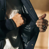 The Golden Bear Snap Bomber In Midnight Wool