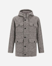 Herringbone R Wool Long Parka