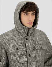 Herringbone R Wool Long Parka
