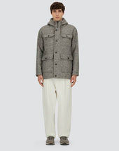 Herringbone R Wool Long Parka