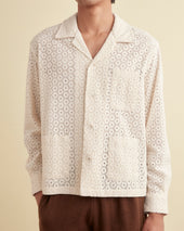 Geo Lace Overshirt - Ecru