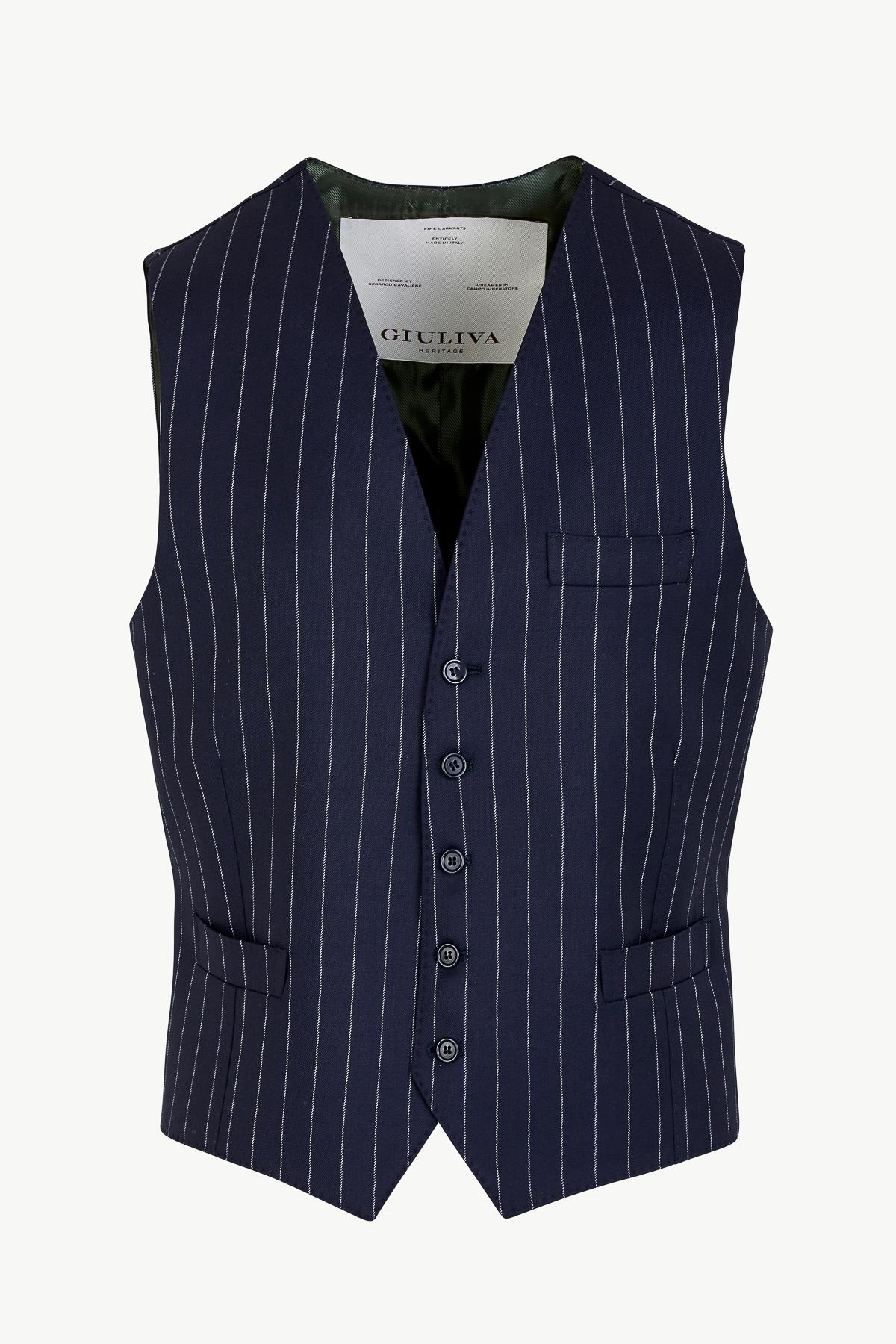 Giano Waistcoat In Wool Pinstripe