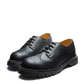 Black Greasy 4 Eye Steel Toe American Derby Brogue Shoe