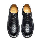 Black Hi-Shine 4 Eye Steel Toe American Derby Brogue Shoe