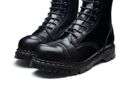 Black Hi-Shine 10 Eye Steel Toe Capped Derby Boot
