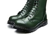 Green Hi Shine 10 Eye Steel Toe Capped Derby Boot