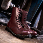 Oxblood Hi-Shine 10 Eye Steel Toe Capped Derby Boot
