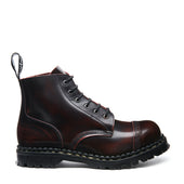 Burgundy Rub-Off 6 Eye Steel Toe Capped Derby Boot