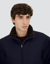 Woollen Melange Twill And Light Faux Fur Bomber Jacket
