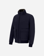Woollen Melange Twill And Light Faux Fur Bomber Jacket