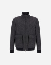 Bomber Jacket In Herringbone Wool Flannel