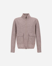Bomber Jacket In Pied De Poule Linen