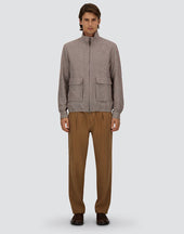 Bomber Jacket In Pied De Poule Linen