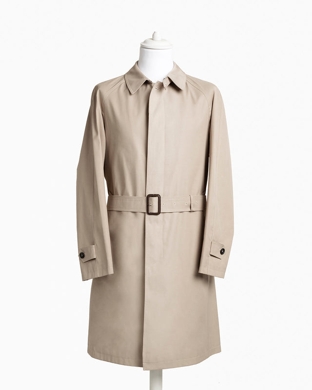 Sand Colored Sportive Raglan Raincoat with with Belt