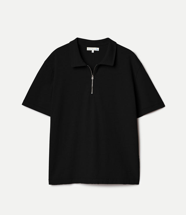 Sturdy Boxy Fit Giza Cotton-Hemp Zip T-Shirt