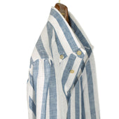 Wide Stripe Linen Shirt With Anacapri Buttoned One Piece Collar