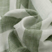 Green Wide Stripe Linen Shirt With Anacapri Buttoned One Piece Collar