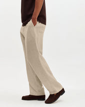 Glencoe Beige Washed Linen Loose Fit Trousers
