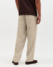 Glencoe Beige Washed Linen Loose Fit Trousers
