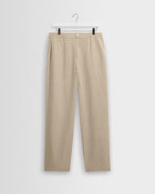 Glencoe Beige Washed Linen Loose Fit Trousers