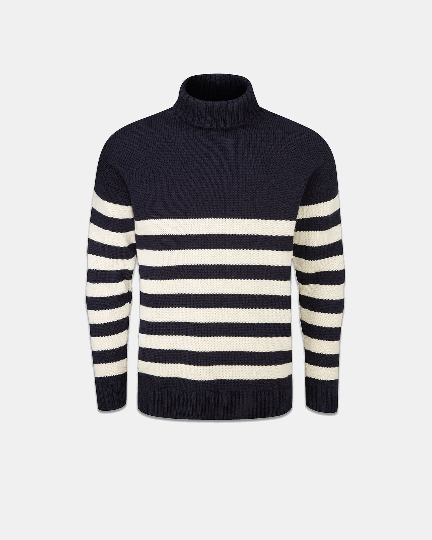 Men's Breton Submariner Jumper Navy with Ecru Stripes