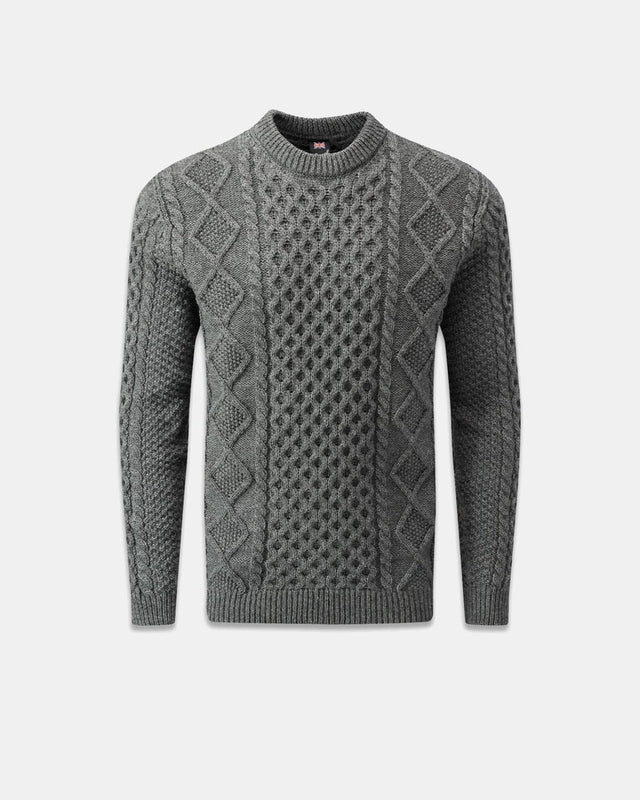 Men's Aran Jumper Grey