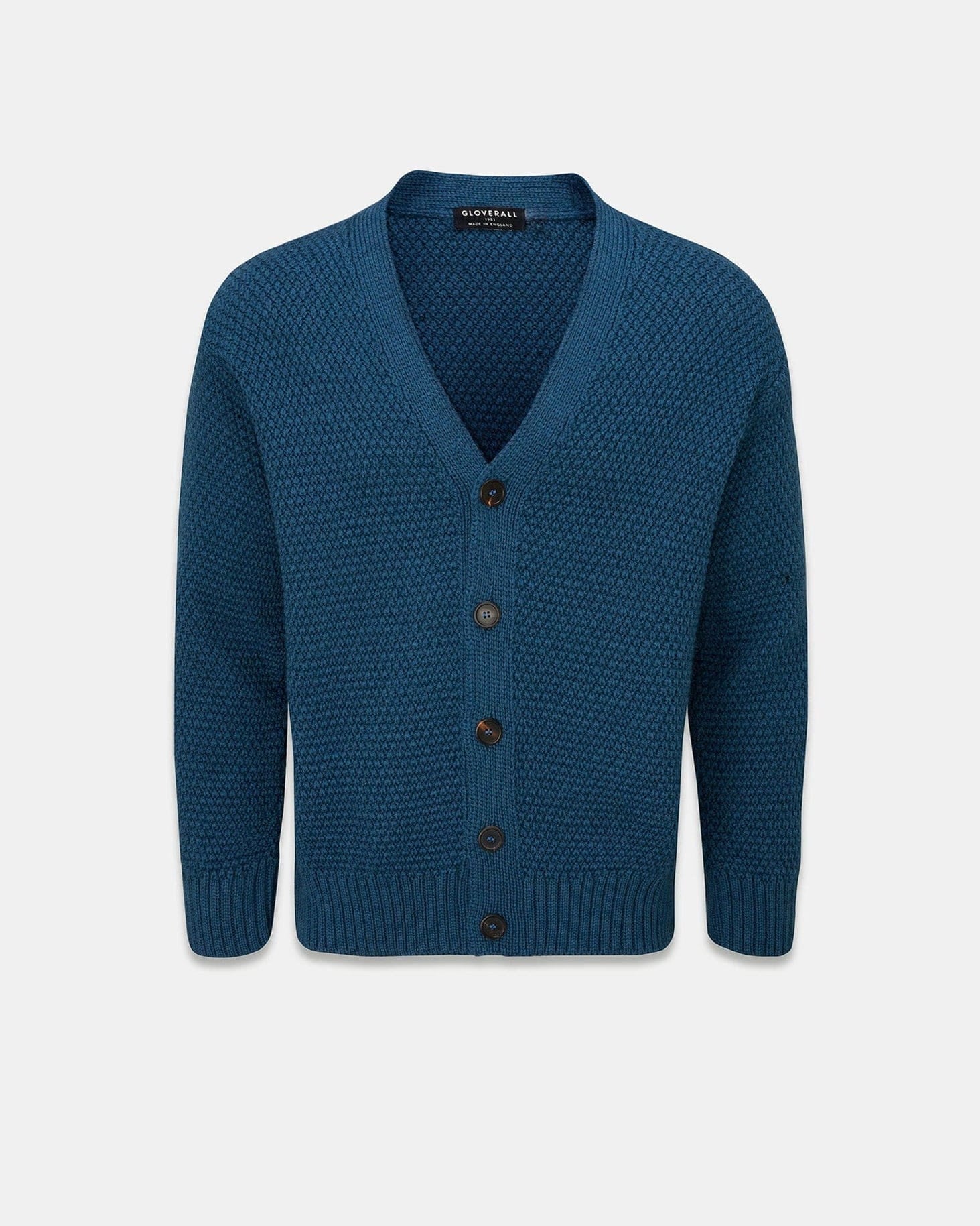 Men's Moss Stitch Cardigan Petrol Blue