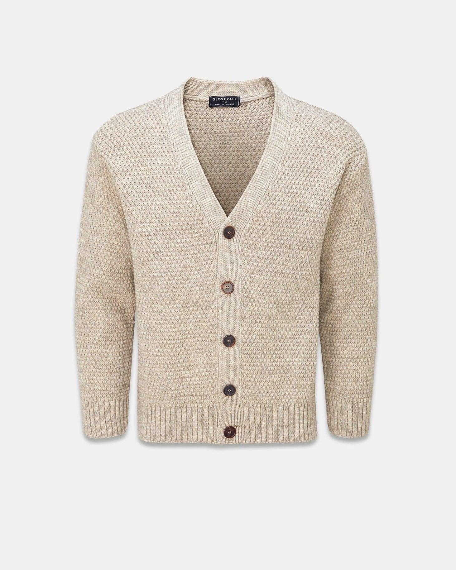 Men's Moss Stitch Cardigan Natural