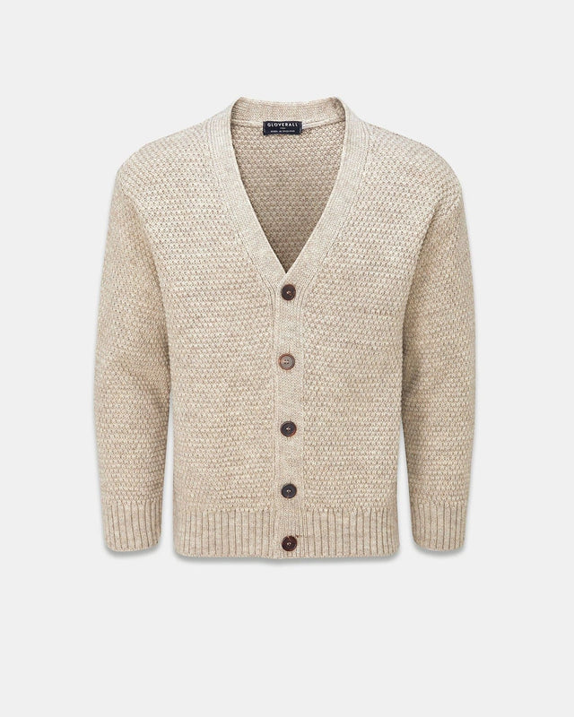 Men's Moss Stitch Cardigan Natural
