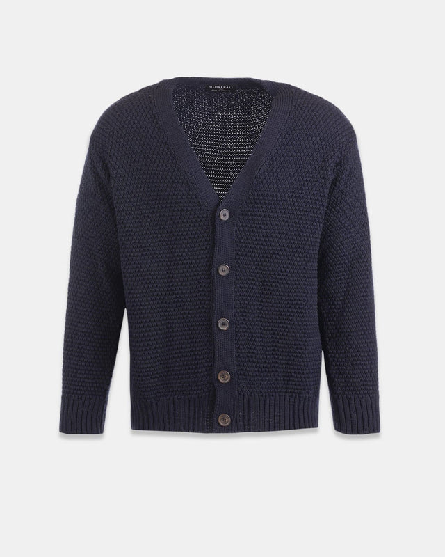 Men's Moss Stitch Cardigan Navy