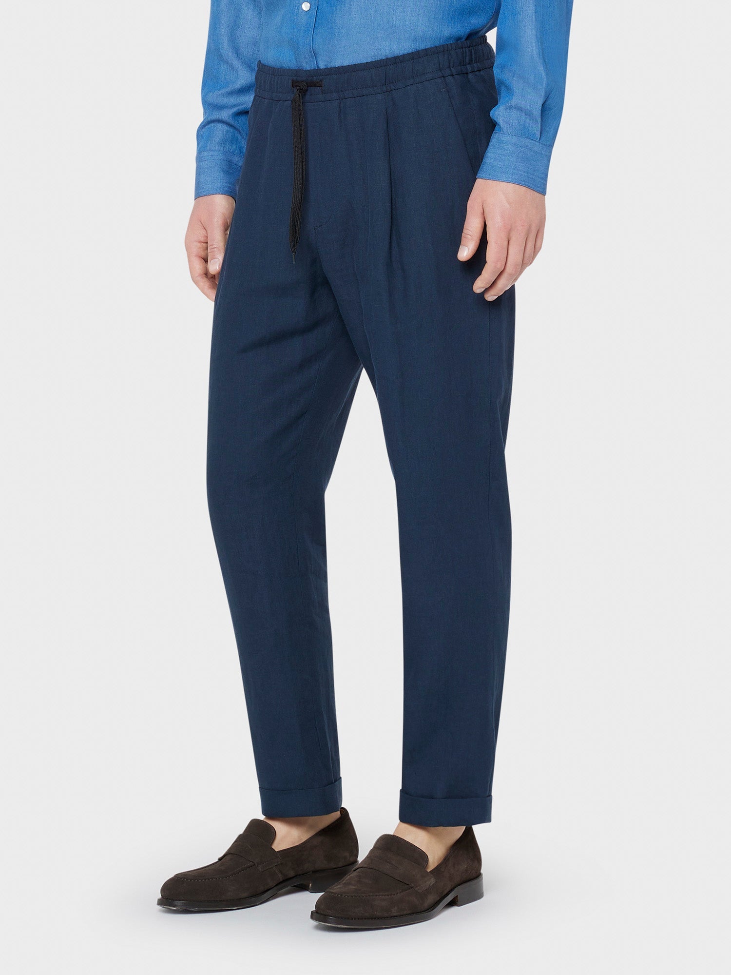 Pantalone In Lino Blu