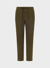 Pantalone In Lino Verde Militare