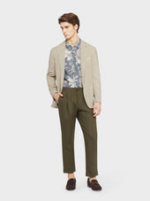 Pantalone In Lino Verde Militare