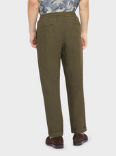 Pantalone In Lino Verde Militare