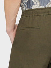 Pantalone In Lino Verde Militare