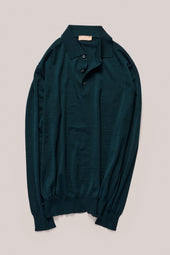 Rye Paperweight Merino Long Sleeve Polo Forest