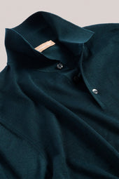 Rye Paperweight Merino Long Sleeve Polo - Forest
