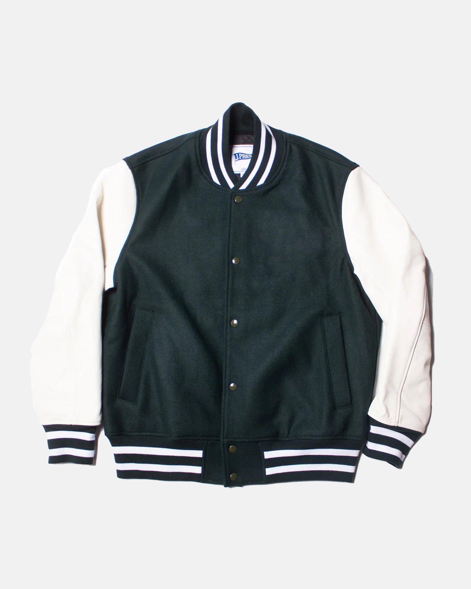 Green Wool Varsity Jacket Trim Fit