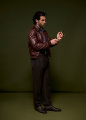 Leather Bomber - Burnt Caramel